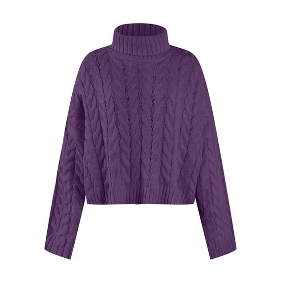 Aayomet Pullover Sweaters for Women Color Casual Pullover Sweater (Purple, L)