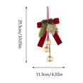 thumbnail image 3 of MTBLYS Adorno colgante navideño con lazo y campanas - Lazo de terciopelo con cascabeles, piña y diseño de hoja para árbol de Navidad, pared, puerta, hogar, sala de estar, comedor, dormitorio., 3 of 7