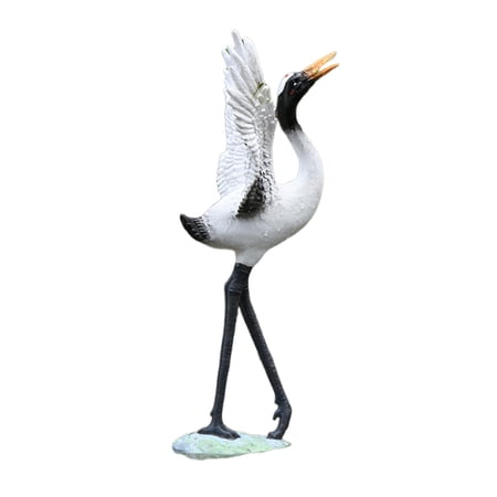Resin Crane Sculptures Animal Figurine Garden Sculpture Statues Bird Statues Bird Sculpture for Desktop Home Yard Porch Decoration 45x15cm