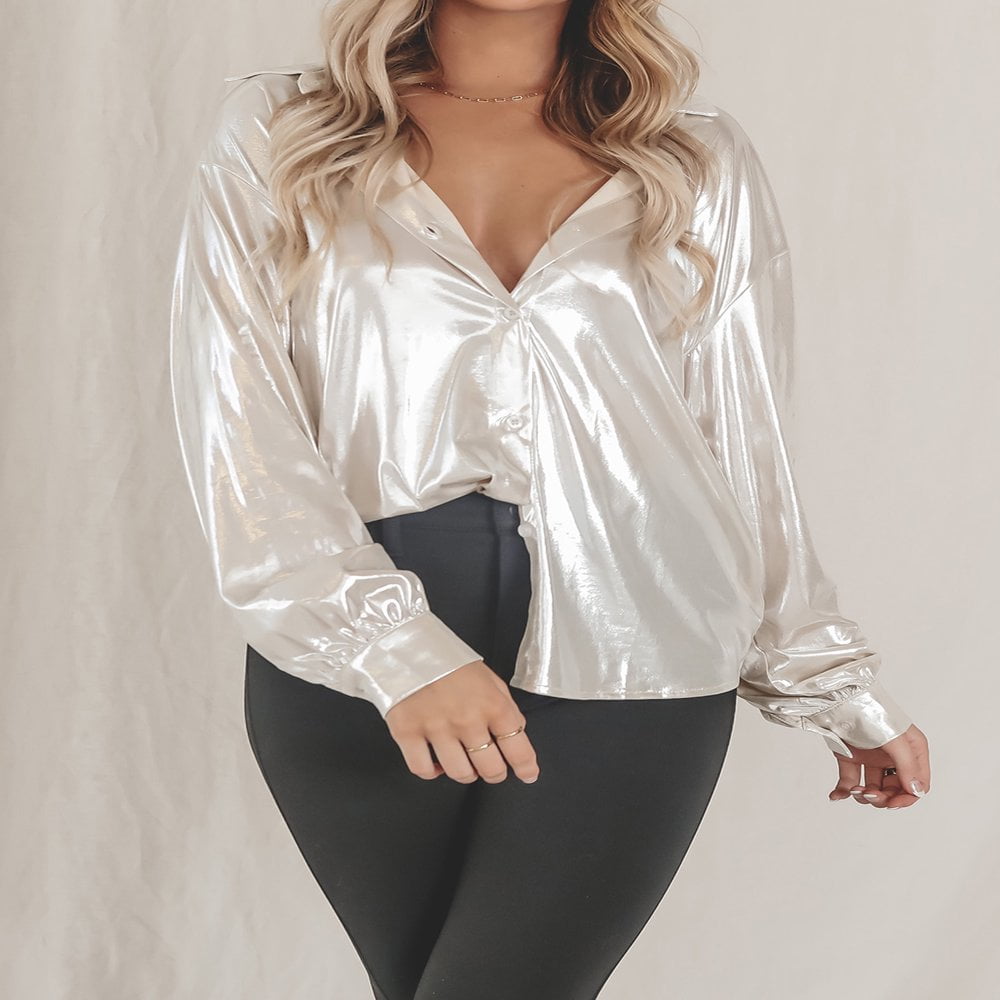 Chemisier brillant femme hot sale