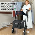 thumbnail image 3 of All Terrain 4 Wheel Foldable Lightweight Outdoor Rollator Walker with Ergonomic Seat - 18 lbs Compact Rolling Walkers for Seniors, Adults & Elderly - Dark Gray, 3 of 7