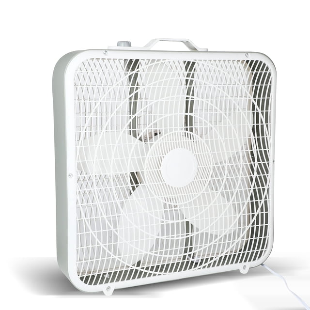 Ventilador de piso Simple Deluxe de 20 pulgadas, ventilador de enfriamiento de 3 velocidades con aspas de forma aerodinámica, conveniente asa de transporte y parrillas de seguridad, color blanco