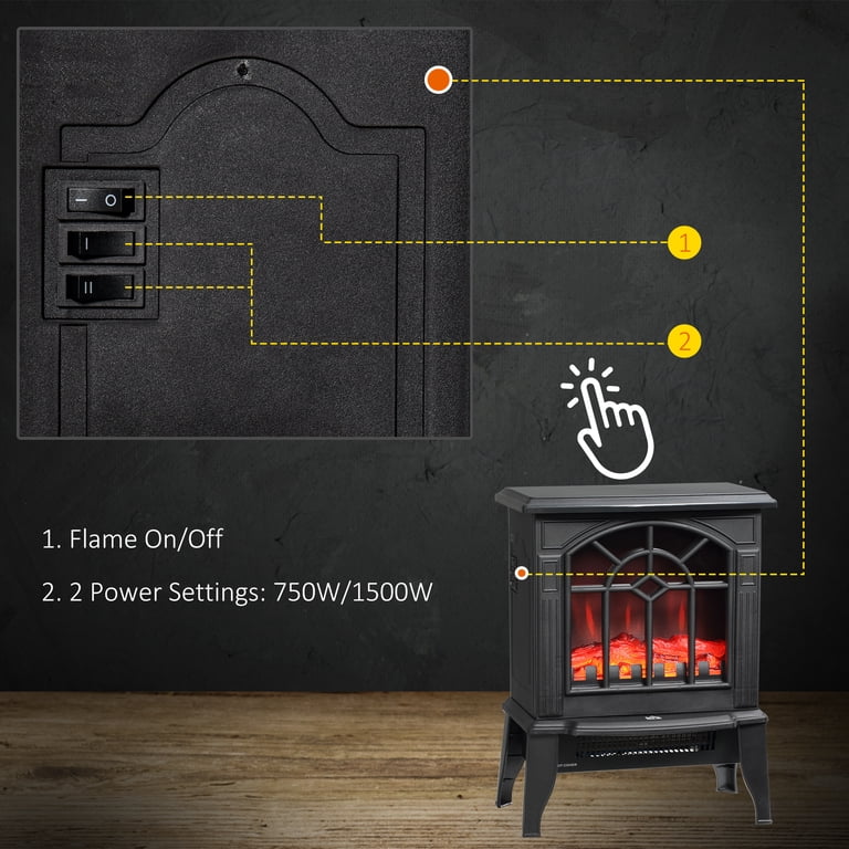 HomCom 16 1500W Freestanding Indoor Electric Fireplace Heater - Walmart.com