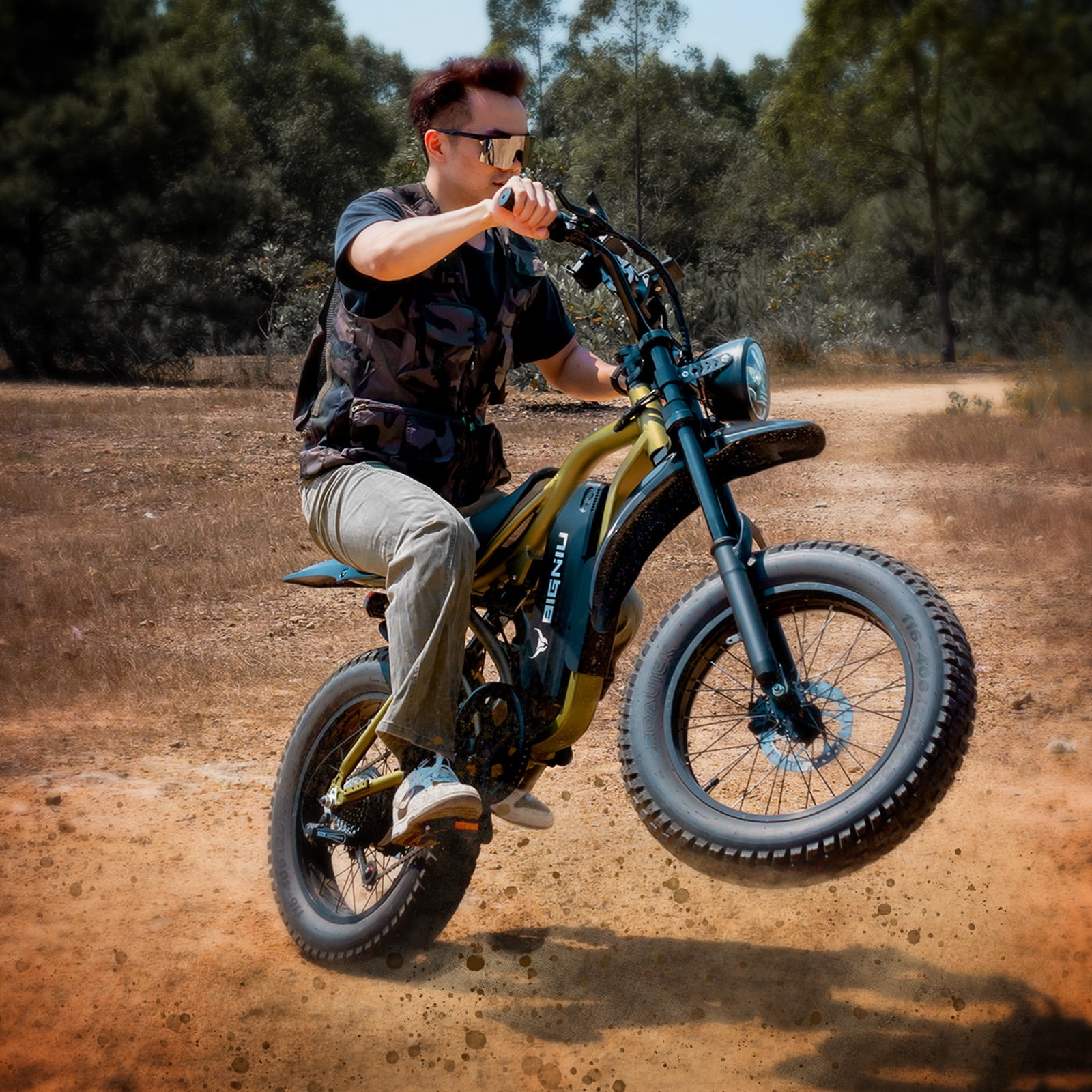 BIGNIU BG-S Electric Bike for Adults – 20" Fat Tire, 740W Motor, 48V 15A Battery, 7-Speed, Dual Disc Brakes for Off-Road and City Riding UL2849