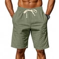 thumbnail image 2 of Men's Striped Linen Shorts Casual Elastic Waist Drawstring Pants Summer Lightweight Beach Shorts with Pockets, M, 2 of 9