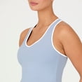thumbnail image 5 of YITTY Active Women's UltraLuxe Built-in Bra Tank Top with Contrast Binding, Athleisure, 4-Way-Stretch, Glacial Blue/True White, L, 5 of 7