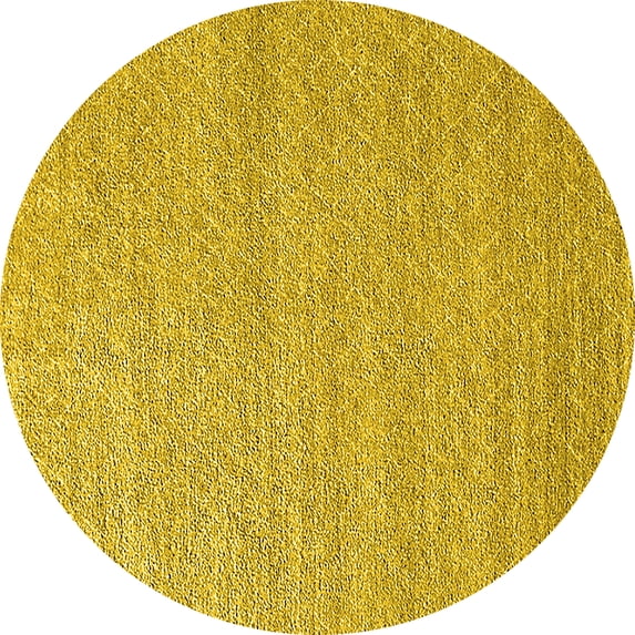 Ahgly Company Machine Washable Indoor Round Solid Yellow Modern Area Rugs, 3' Round