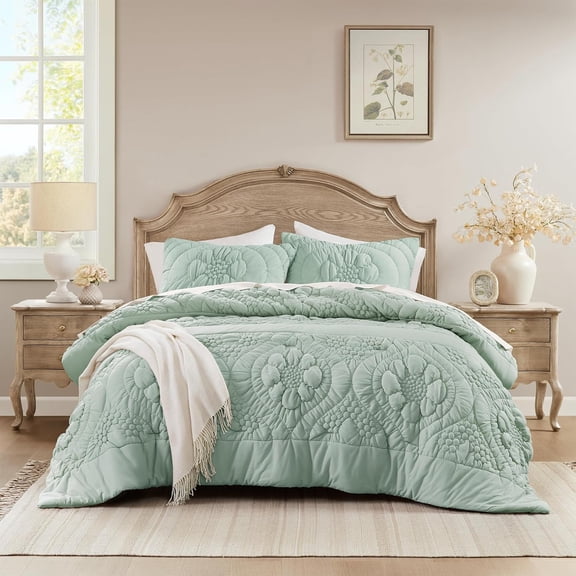 Madison Park Full/Queen Size 3 Piece Comforter Set Sage,Bed in a Bag,All Season Bed Set,Cozy and Lightweight