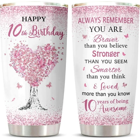 

10 Year Old Girl Birthday Gifts Tumbler 1PC Birthday Gifts for 10 Year Old Girl Best 10 Year Old Girl Gift Ideas Happy 10th Birthday Girl 10th Birthday Decoration Coffee Cup 20oz