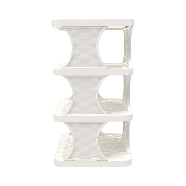 WRKEKC Clearance Foldable 4-Tier Shoe Rack, Space-Saving Metal Frame Organizer for Entry or Dorm, Easy Assembly Design with Slatted Shelves for Shoes, Boots, or Accessories