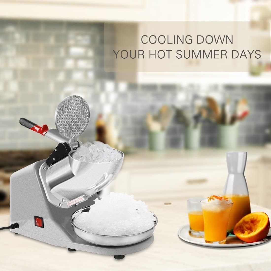 SPECSTAR Electric Ice Shaver Snow Cone Maker Machine Silver 143lbs/H for Home and Commercial Use