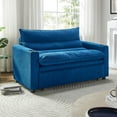thumbnail image 4 of Convertible Sofa Bed, 3-In-1 Multi-Functional Velvet Sleeper Couch Pull-Out Bed, 47" Loveseat Chaise Lounge with Adjustable Backrest, Living Room, Small Space (Blue), 4 of 9