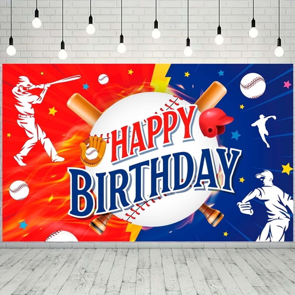 Baseball Party Decorations, Baseball Background Baseball Party Background Baseball Themed Happy Birthday Backdrop, Baseball Photo Background for Baseball Birthday Decorations (71'' x 43'')