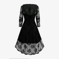thumbnail image 4 of QATAINLAV Women's Gothic Hooded Dresses Lace-Up Front Long Sleeve Flowy Hem Midi Dress Ladies Halloween Witch Costumes,Black,M, 4 of 7