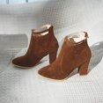 thumbnail image 5 of Fesfesfes Faux-Leather Boots for Women Mid-heel Winter Casual Color Suede Thick Soled Ankle Boots With Belt Buckle 9.5(43), 5 of 8