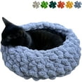 thumbnail image 2 of Cat Nest Bed – Premium Handwoven Washable Extra Soft Round Cave House Furniture for Indoor Kitten (Grayish Blue,Large), 2 of 8