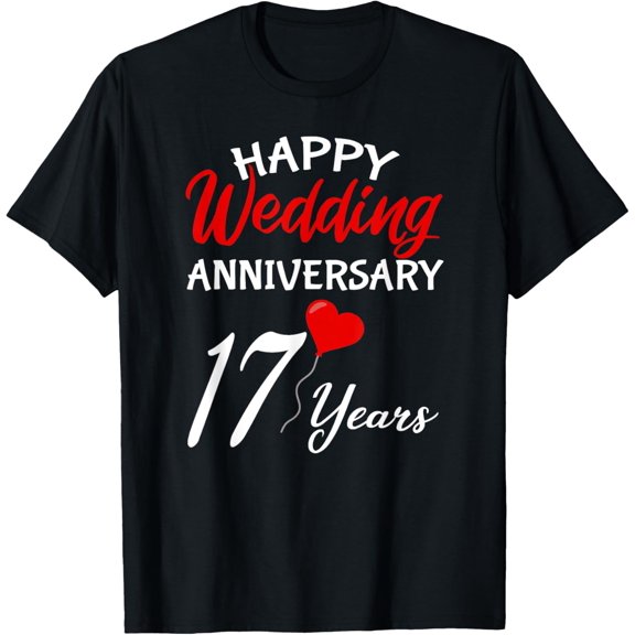 Happy 17th Wedding Anniversary Heart Him Her Couple T-Shirt