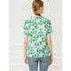 thumbnail image 5 of INSPIRE CHIC Blusa Estampada Floral Mangas Cortas Cuello Redondo Con Volantes Top Casual Para Mujeres Verde S, 5 of 6