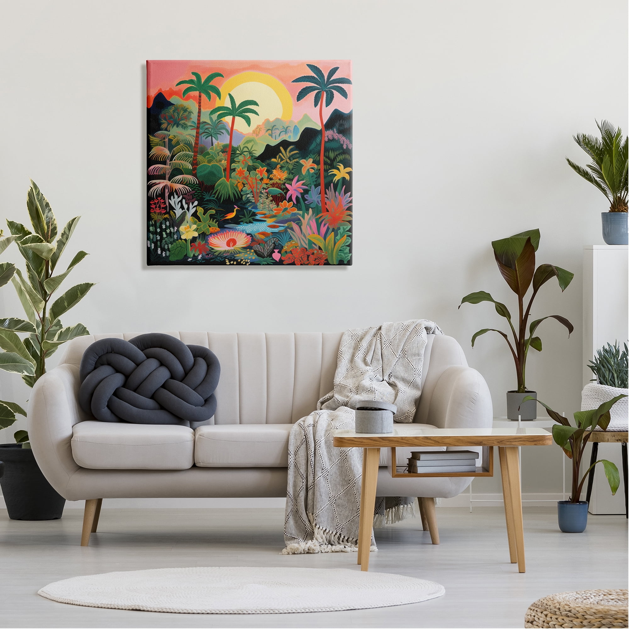 Stupell Industries River & Tropical Vegetation Landscape Painting Gallery Wrapped Canvas Art Print Wall Art, 30 x 30