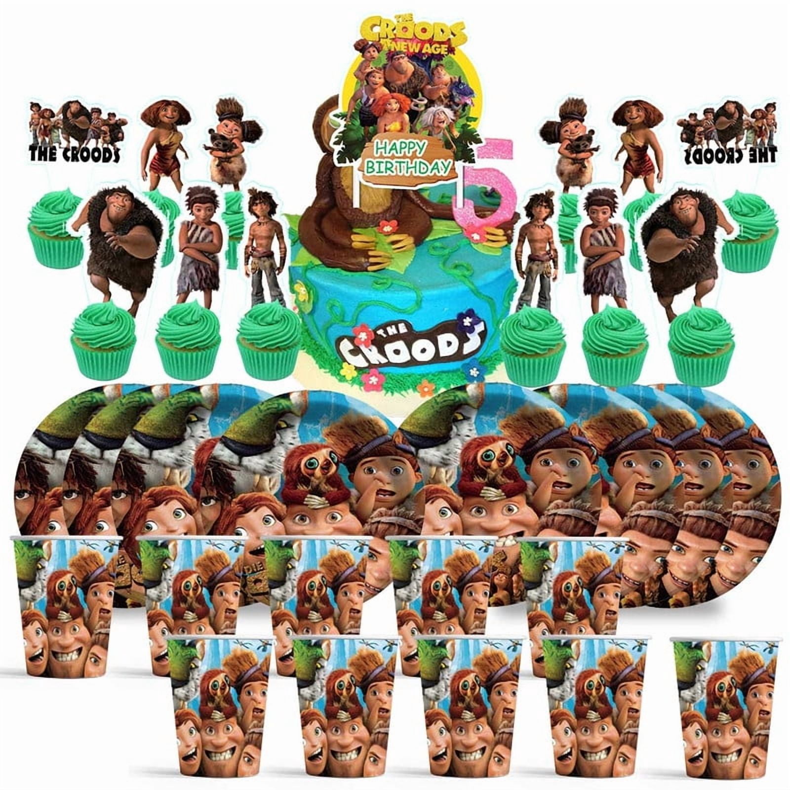 Kit Décoration Anniversaire Les Croods - Ballons, Bannière, Décorations Gâteau, Multicolore, Neuf