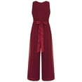 thumbnail image 4 of Alvivi Kids Girls Chiffon Jumpsuit Sleeveless High Waist Wide Leg Princess Romper Maxi Jumpsuit Birthday Party Clothing Burgundy 12, 4 of 6