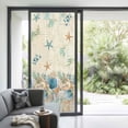 thumbnail image 3 of Beach Coastal Beige Window Privacy Film, Nautical Shell Starfish Coral Summer Static Cling UV Sun Blocking Heat Control Window Tint Day and Night, Non-Adhesive One Way Privacy Cover 35.4''x78.7'', 3 of 7
