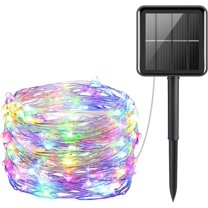 Morttic 50 LEDs Solar String Lights , 16 FT Christmas Solar Copper Wire Fairy Lights Flexible Waterproof Indoor Outdoor Lighting for Garden, Patio, Windows, Trees, Party (Multi Color)