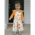 thumbnail image 5 of BemeyourBBs Baby Girls Clothing Set Long Sleeve Ribbed Romper with Print Overalls, 5 of 9