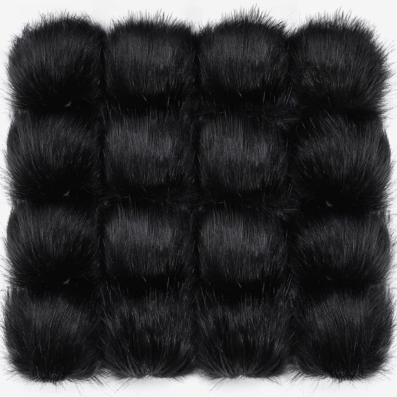 Dalrosia 16PCS Faux Fur Pom Pom Balls with Elastic Loop Fluffy Faux Fox Fur Pom Pom for Hats Beanie Shoes Scarves Gloves Bags Accessories