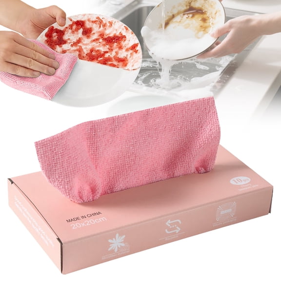 Cleaning Cloth, Free Wipes with Dispenser, Soft Highly Absorbent Lint, Reusable Microfiber Towel Wipes for House, Kitchen, Bathroom, Car, Electronics, TV Screen, a Box of 10 Sheets, D