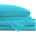 thumbnail image 2 of 1000 Thread Count 4 Pcs Bed Sheets Set Solid Egyptian Cotton Twin Size 15 Inches Deep Pocket Turquoise Solid Cotton Sheets, 2 of 5