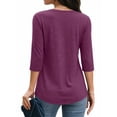 thumbnail image 3 of MOYIKO 3/4 Length Sleeve Womens Tops Round Neck T Shirts Pleated Tunic Summer Blouses Dressy Casual, 3 of 7