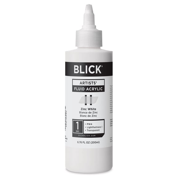 Blick Artists’ Fluid Acrylic - Zinc White, 200 ml