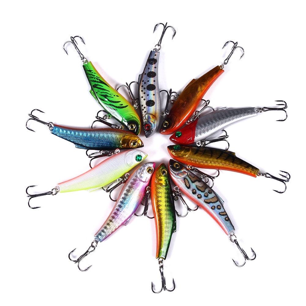 HENGJIA 10 Pack Fishing Lures for Bass, Deep Diving Lipless Crankbaits for Bass Hard Baits Sinking Fishing Jigs for Bass, Trout, Walleye Freshwater and Saltwater Fishing Lure