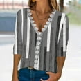 thumbnail image 2 of Dyegold Casual Long Sleeve Tops For Women Fashion Fall 2023 V Neck Lace Trim Sexy Blouses Floral Printed Shirts Loose Tshirt, 2 of 5