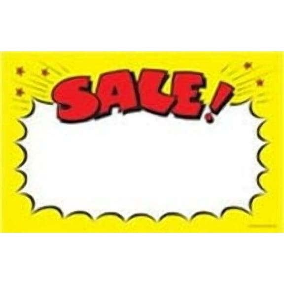 CYA208 Retail Price Signs, Cards "Sale Burst" Red & Yellow "Sale" Pack of 100 (7" x 11") Business Store Signs