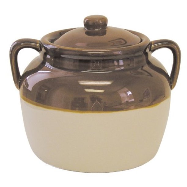 r&m international 7621 traditional style 4.5quart large ceramic bean pot with lid, brown