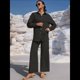 thumbnail image 5 of Traje de Verano para Mujer, de Dos Piezas, con Camisa, Pantalones y Ropa Deportiva Informal para Playa y Vacaciones Negro L, 5 of 10