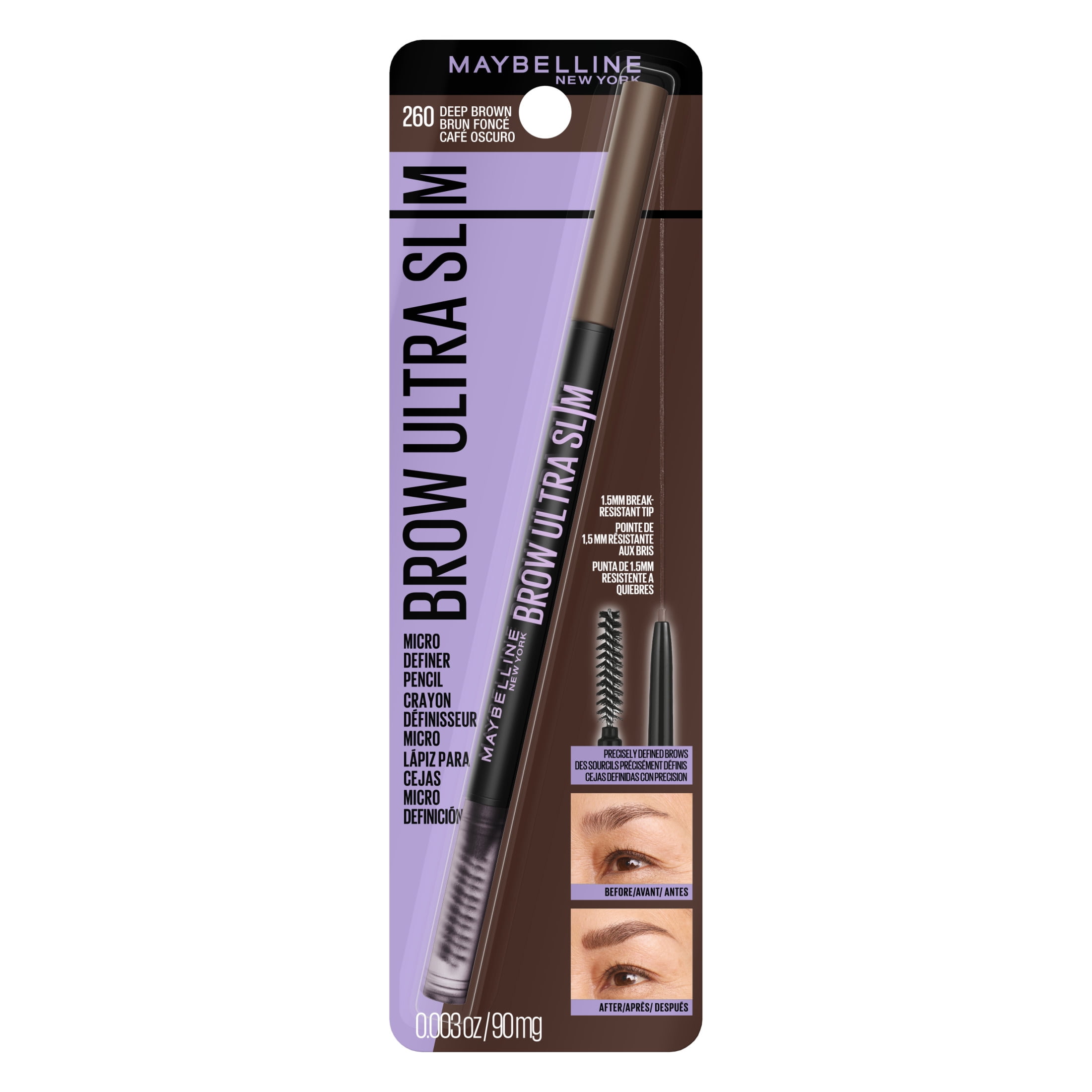 (6 pack) Maybelline Express Brow Ultra Slim Pencil Eyebrow Makeup, Deep Brown