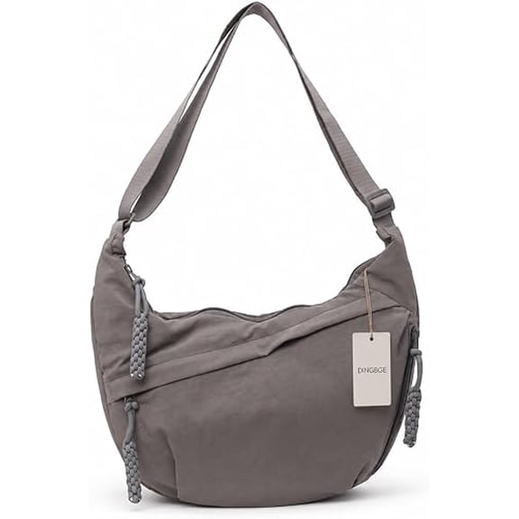 Women's Nylon Crossbody Hobo Bag, Crescent Lightweight Waterproof with 5 Pockets