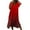 Red, variant on Edvintorg Dresses for Summer Women Solid Color V-Neck Short Sleeve Casual Looes Pleated Dress Women's Vacation Outfits 2025