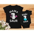 thumbnail image 3 of Mama Saur T-Rex Mom and Baby Saur Matching Outfit Mommy and Me Matching Set Mom Black Medium / Baby Black 6M (3-6M), 3 of 6