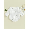 thumbnail image 4 of Bslissey Baby Girls Cute Romper Floral Embroidery Long Sleeve Crew Neck Bodysuit Newborn Infant Casual Jumpsuit Daily Clothes 3M 6M 12M 18M, 4 of 9