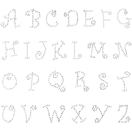 2 Sheets 10.03"x7.48" Cursive Alabet Letters from A-Z Hotfix Transfer Rhinestone Iron on Patches for Clothing DIY Projects Shoes Garments and Bags Decoration