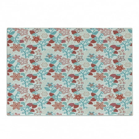 

Floral Cutting Board Flowers Ladybugs Butterflies Strawberries Playroom Pattern Decorative Tempered Glass Cutting and Serving Board Small Size Dark Coral Aqua by Ambesonne