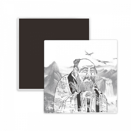 

Dao China Ink Painting Square Ceracs Fridge Magnet Keepsake Memento