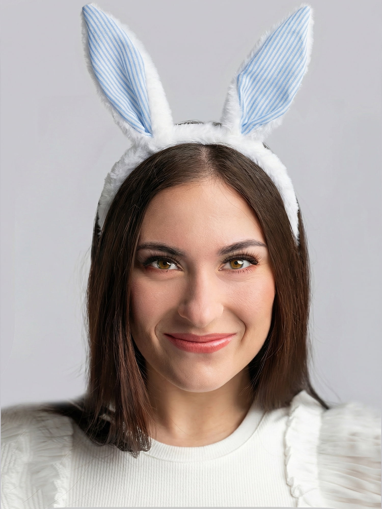 Way to Celebrate Easter Blue and White Bunny Ears Headband, 1 Piece