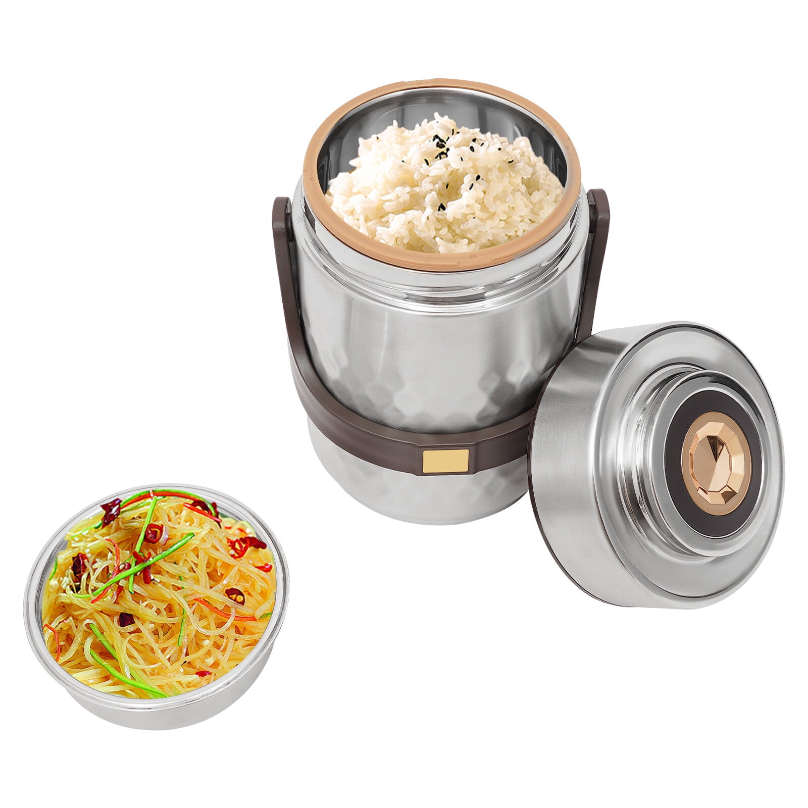 Miumaeov Stainless Steel Vacuum Thermal Lunch Box 3-Tier Portable Insulated Food Container 67.64oz