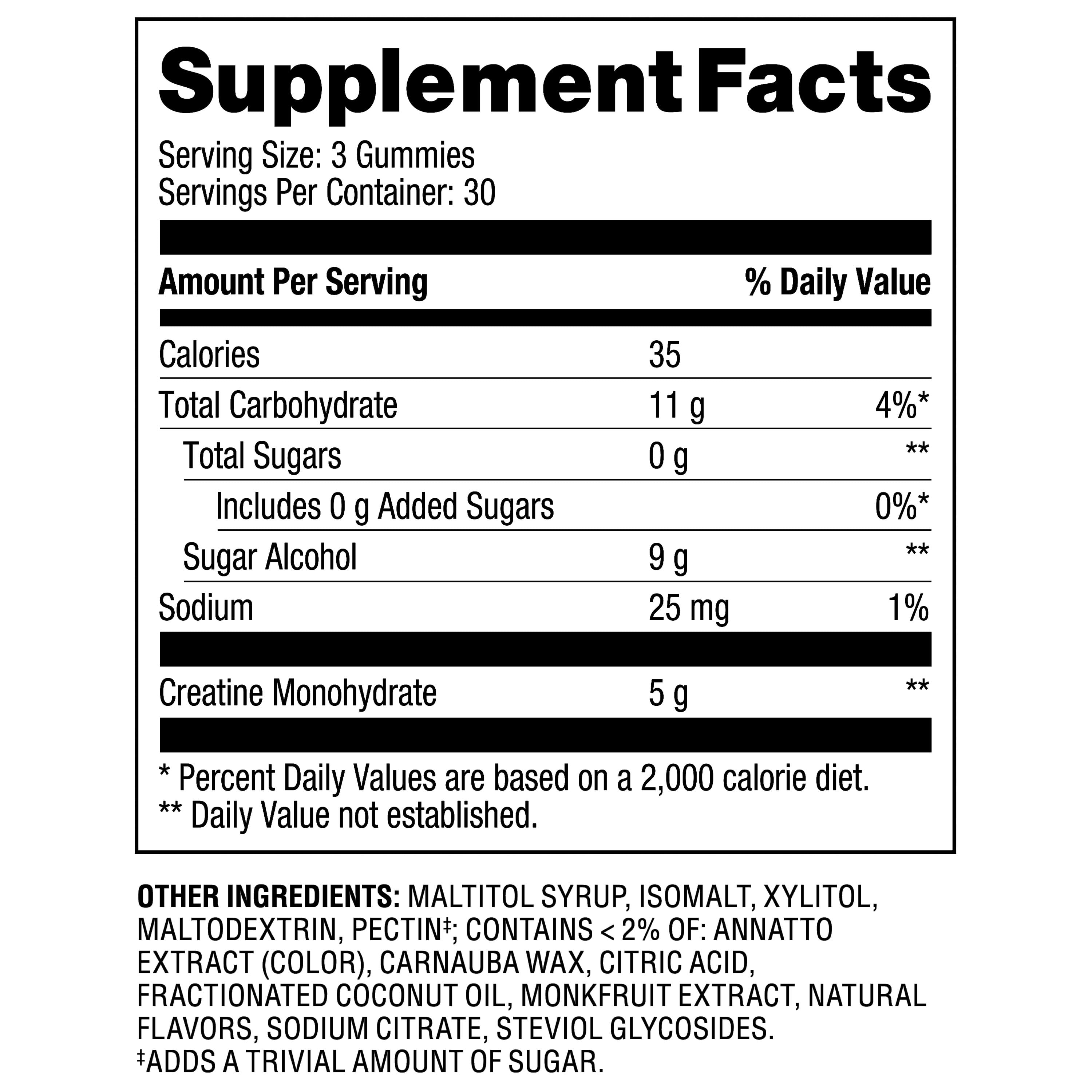 Equate Creatine Monohydrate Dietary Supplement Gummies, Orange Flavor, 90 Count