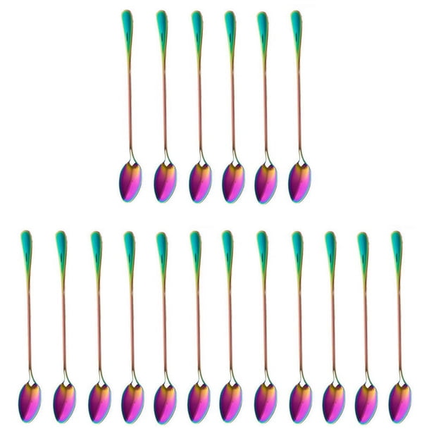 Cucharaditas de Cafe, Juego de 18 Cuchara de Cafe de Color del Iris Cuchara de Desierto de Helado de Manejar Cuchara de de Coctel Cuchara de Mezcla